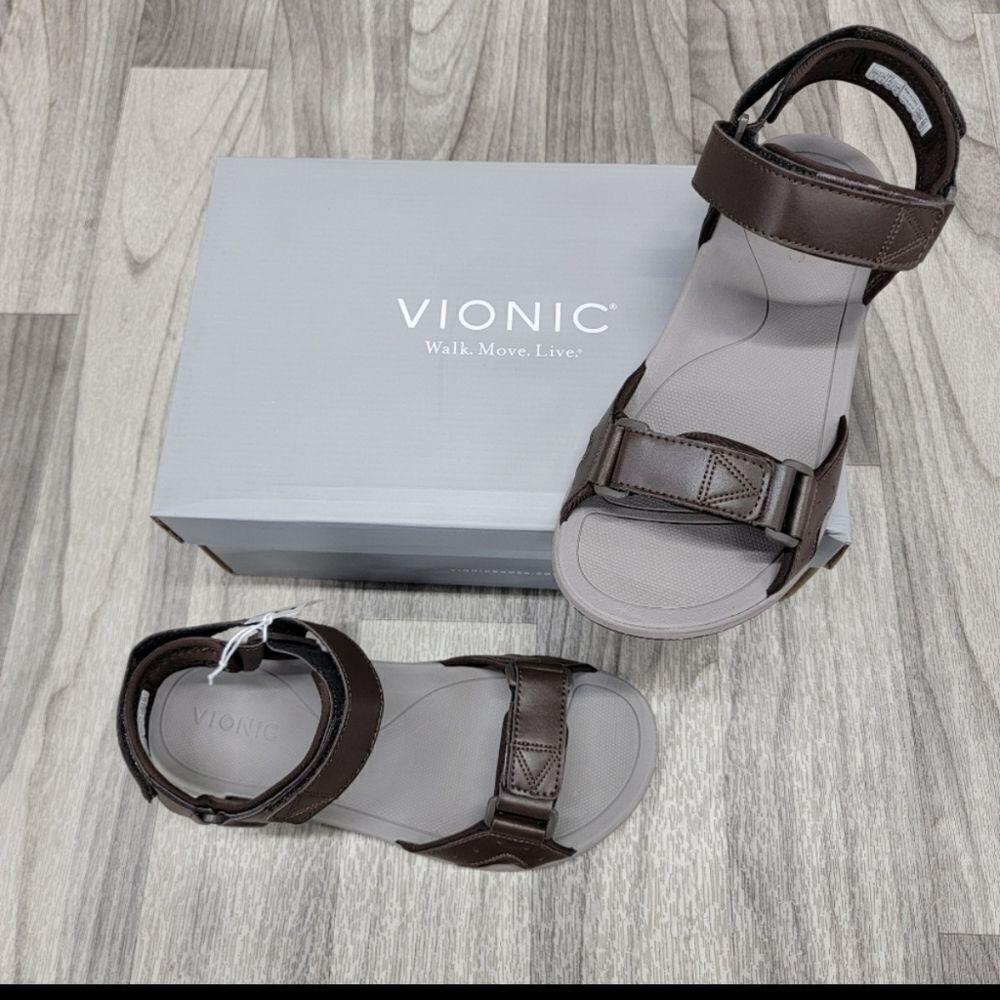 NIB Vionic Canoe Leo Leather Sandals - Picture 5 of 8